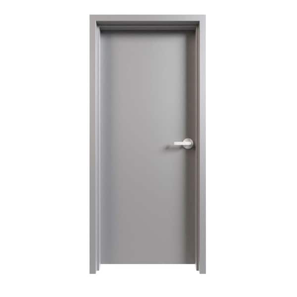 FORTIS DOORS 36 in. x 80 in. Right-Handed Gray Primed SteelCommercial Door Kit with Cylindrical Lock and 180 Minute Fire Rating