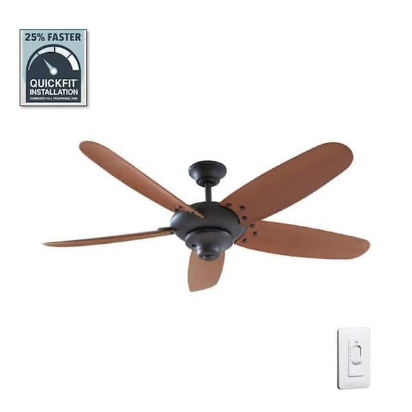 Home Decorators Collection Altura 60 in. Indoor/Outdoor Oil-Rubbed Bronze Ceiling Fan with Downrod and Reversible Motor; Light Kit Adaptable