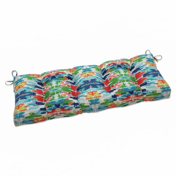 Novelty Rectangular Outdoor Bench Cushion in Blue