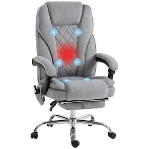 Gray PU Leather Massage Office Chair with 6 Vibration Points, Heated Reclining and Adjustable Height, Swivel Wheels