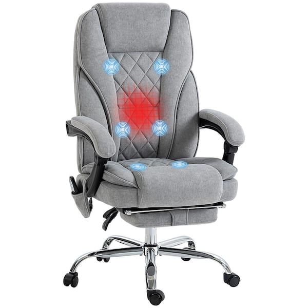 Vinsetto Gray PU Leather Massage Office Chair with 6 Vibration Points ...