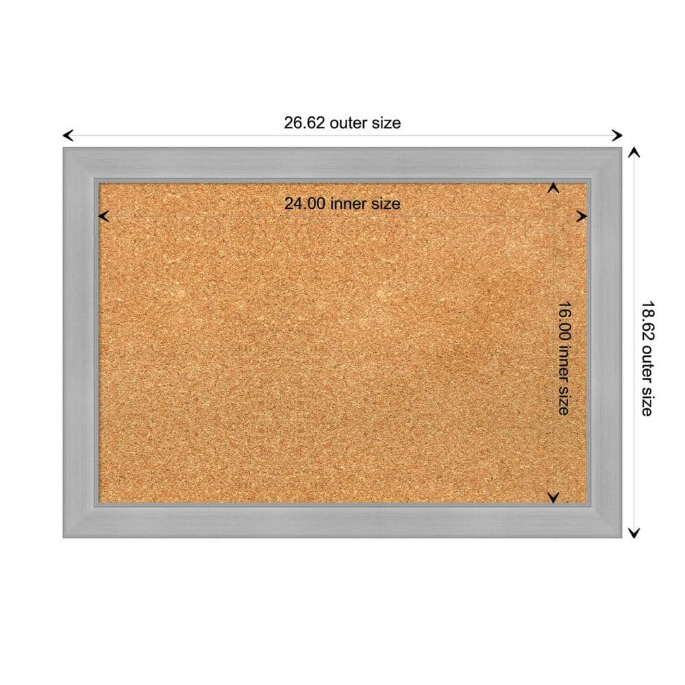 Vista Brushed Nickel Framed Natural Cork Bulletin Board
