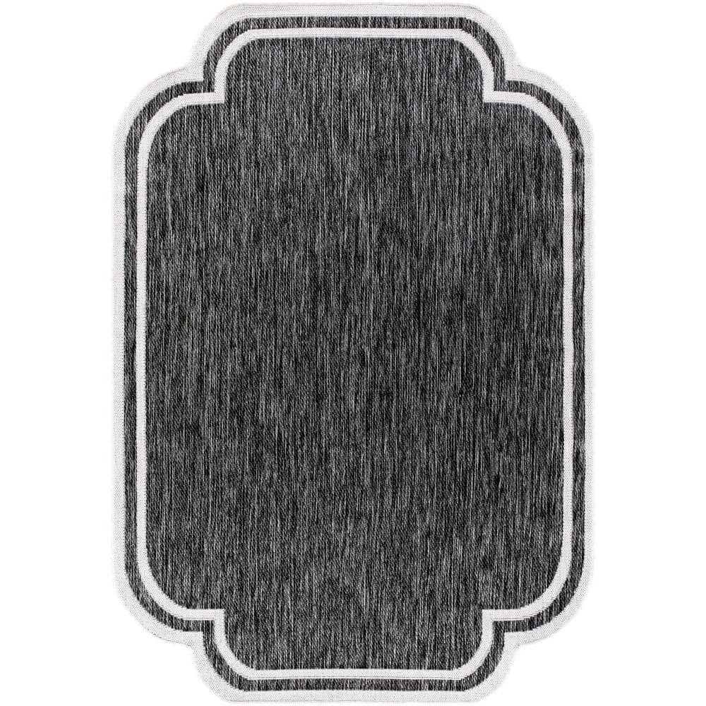 Miami Beach Black Traditional Solid Color 5 ft. 3 in. x 7 ft. Indoor/Outdoor Area Rug price history on PriceWatchPro