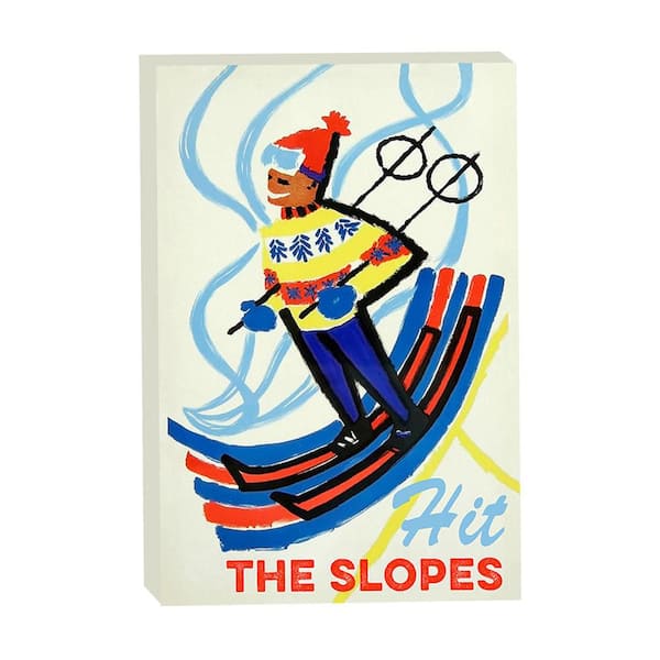 Hit the Slopes Vintage Ski Poster by Grotto Studios 1-Piece Unframed Graphic Print Abstract 36 in. x 24 in.