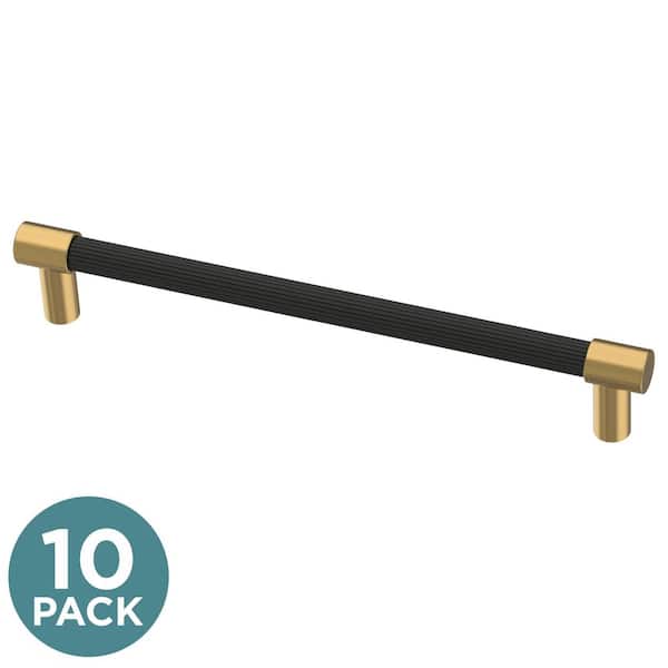 Liberty (10-Pack) Fluted 6-5/16 in. (160 mm) Modern Matte Black and Modern Brushed Gold Cabinet Handle Drawer Bar Pulls
