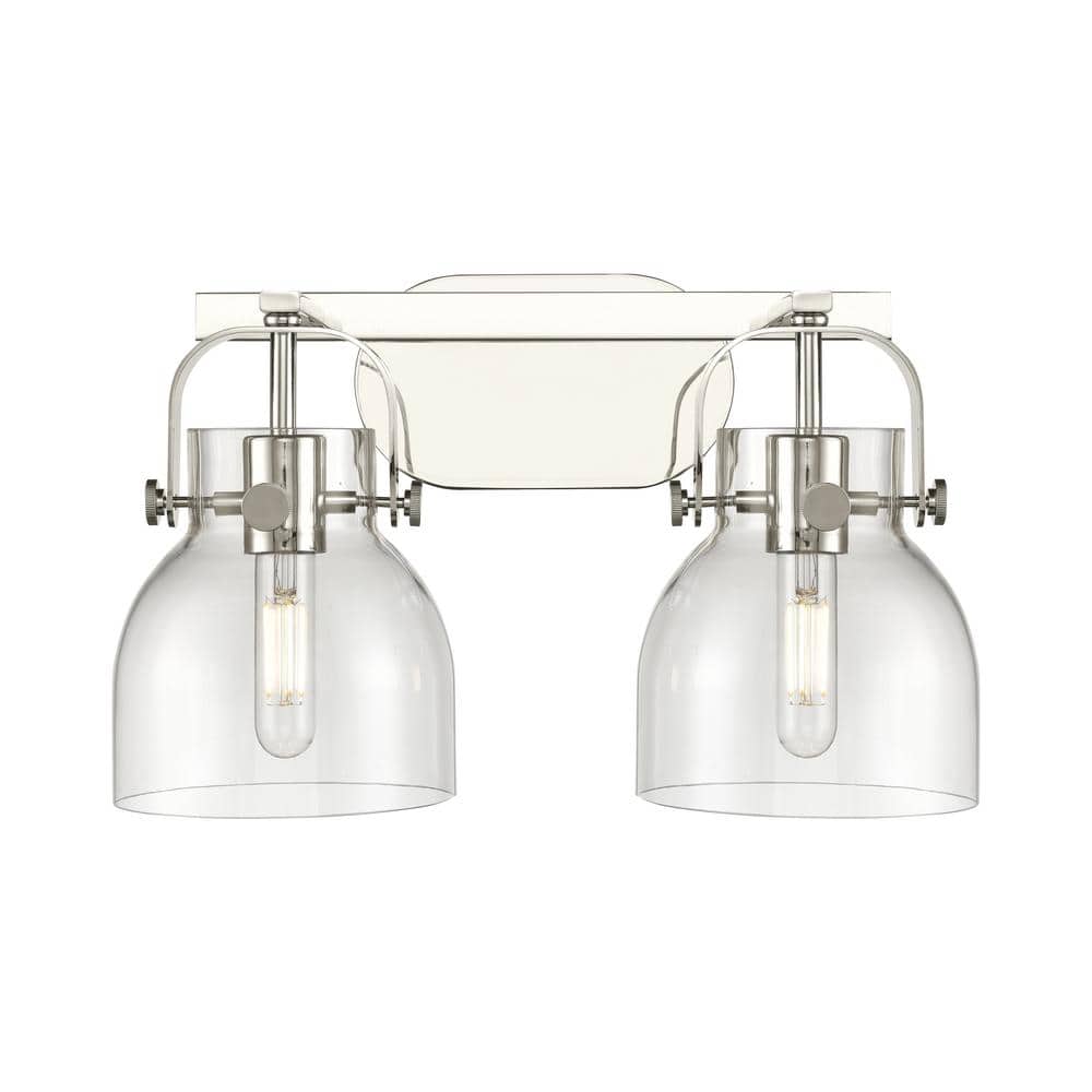 Pilaster II Bell 17 in. 2-Light Polished Nickel Vanity Light with Glass Shade price history on PriceWatchPro