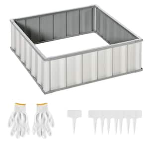 White Metal Raised Garden Bed, Steel Planter Box