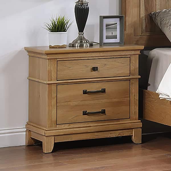 New Classic Furniture Sunstone Honey Brown Wood 3-Drawer 26 in. Wide Nightstand