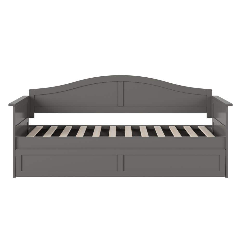 Acadia Twin Gray Wood Daybed with Trundle and Slats