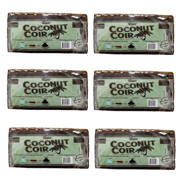 Viagrow 1.4 lbs./650g Premium Coco Coir, Soilless Grow Media, Coconut Coir Brick (6-Pack)