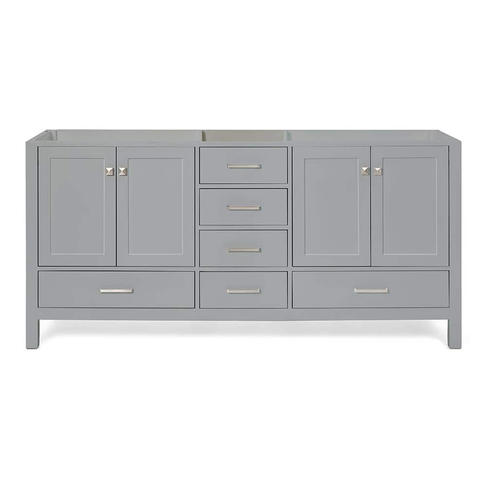 Cambridge 72" Grey Solid Wood Double Freestanding Vanity Cabinet