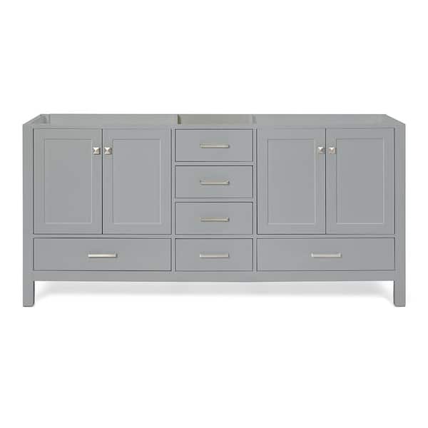 ARIEL Cambridge 72 in. W x 21.5 in. D x 34.5 in. H Double Freestanding Bath Vanity Cabinet Only in Grey