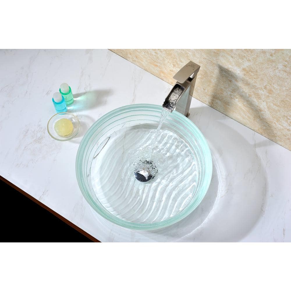 Lustrous Translucent Crystal Glass Circular Vessel Sink