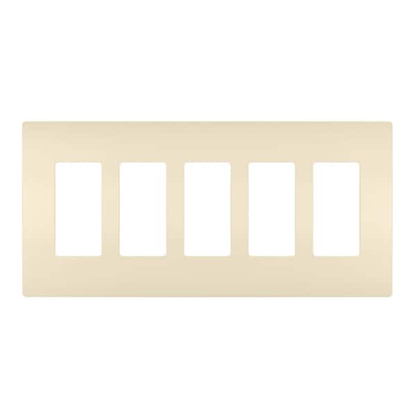 radiant 5-Gang 5-Decorator/Rocker Screwless Wall Plate, Light Almond (1-Pack)