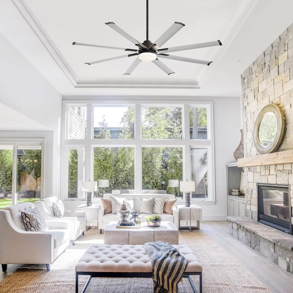 Zolman 72 in. Integrated LED Indoor Alumium-Blades Black Ceiling Fans with Light and Remote Control Included