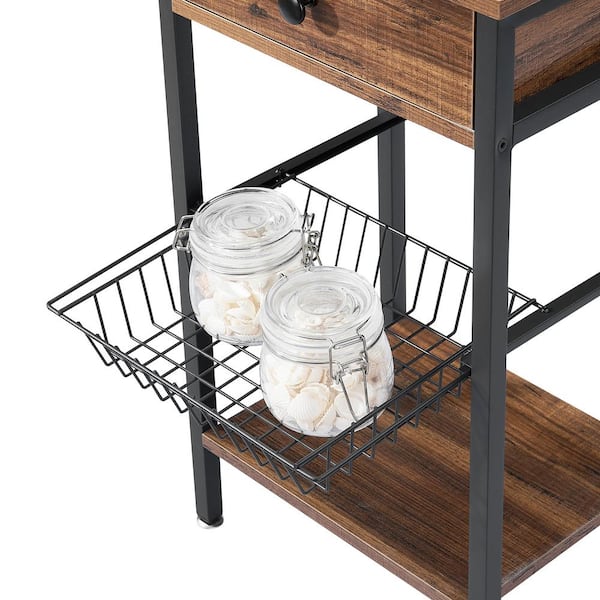 VECELO Brown Night Stand, Modern End Side Table with Storage VECELO Brown Night Stand, Modern End Side Table with Storage