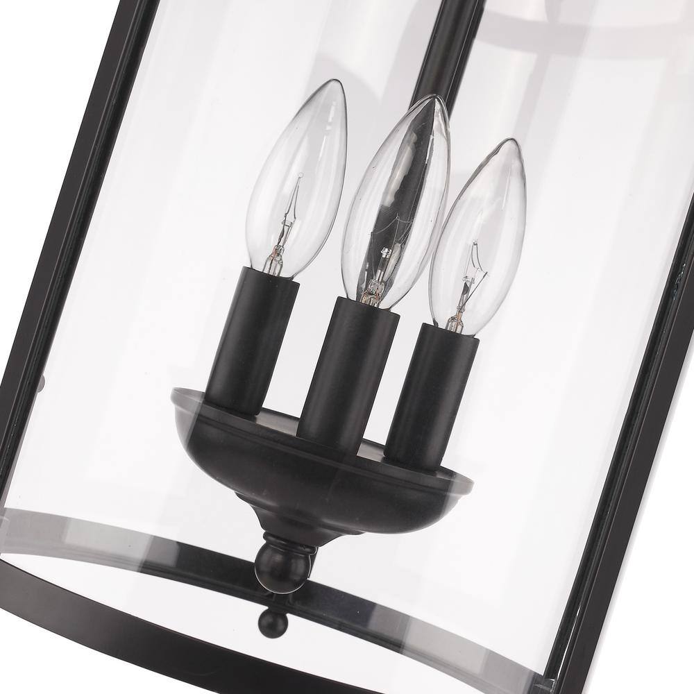 Payton Transitional 3-Light Pendant in Matte Black with Clear Glass