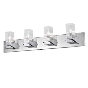 Veronica 32 in. 4 Light Polished Chrome Vanity Light with Clear Glass Shade