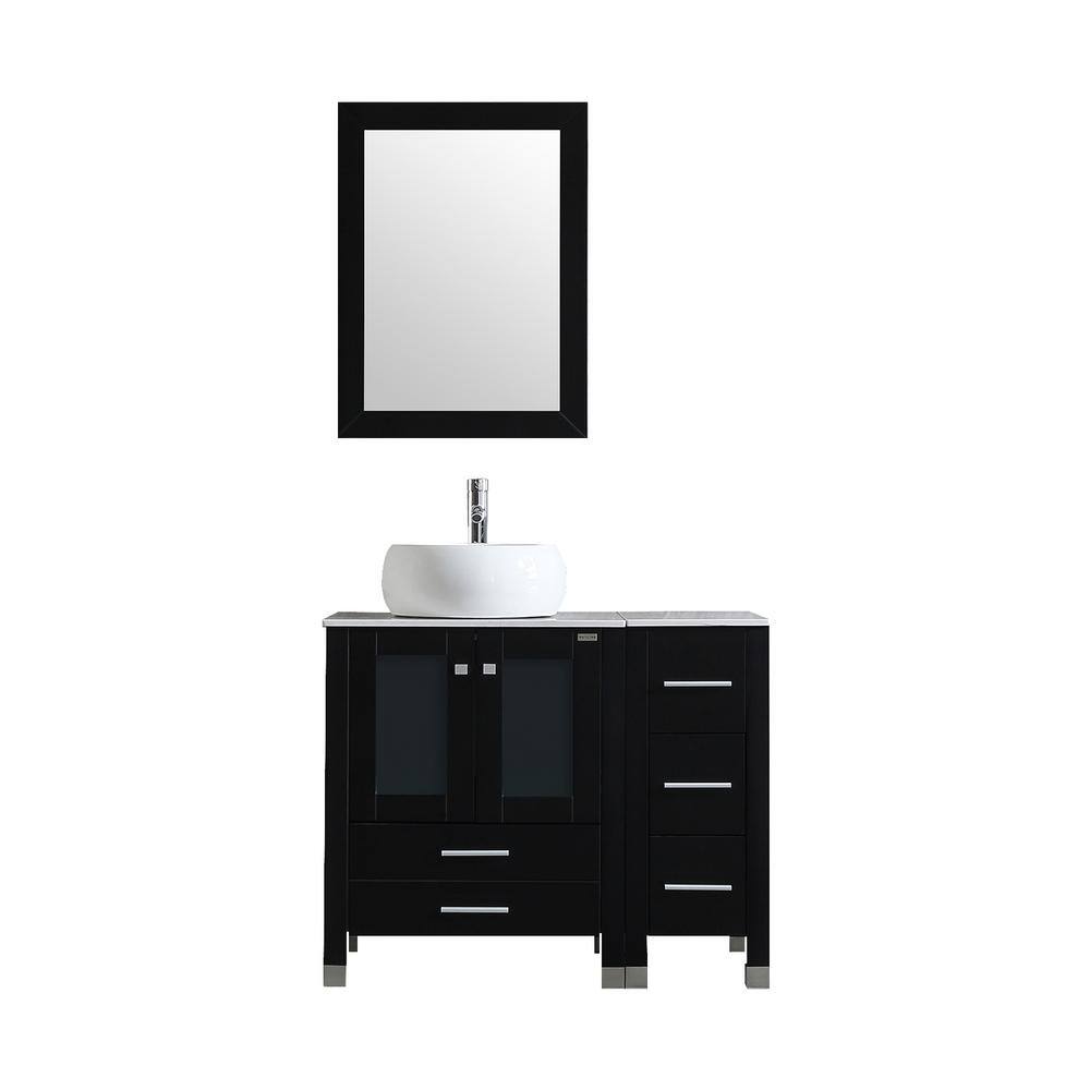 Tahanbath 36 in. W x 30 in. H Bath Vanity in Black with MDF Vanity Top ...