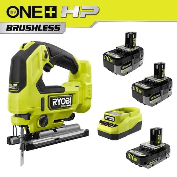 ONE+ HP 18V Brushless Cordless Jig Saw Kit with (2) 4.0 Ah Batteries, 2.0 Ah Battery, and Charger