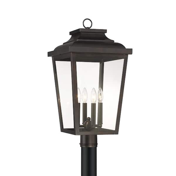 the great outdoors by Minka Lavery Irvington Manor 4-Light Bronze Aluminum Hardwired Indoor/Outdoor Weather Resistant Post Light with No Bulbs Included