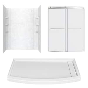 Ovation Curve 60 in. L x 30 in. W x 72 in. H Right Drain Alcove Shower Stall/Kit in White