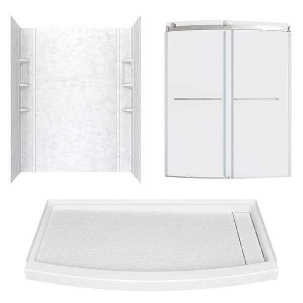 American Standard Ovation Curve 60 in. L x 30 in. W x 72 in. H Right Drain Alcove Shower Stall/Kit in White