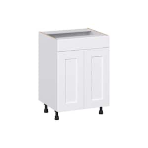 Wallace Painted Warm White Shaker Assembled 24 in.W x 34.5 in.H x 21 in.D False Front Vanity Sink Base Kitchen Cabinet