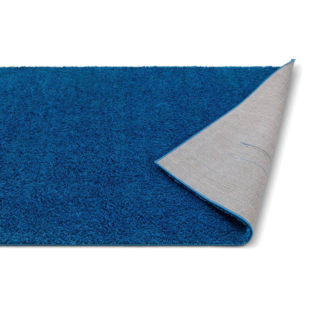 Dark Blue Luxe Shag Rectangular Area Rug 63"L x 47"W