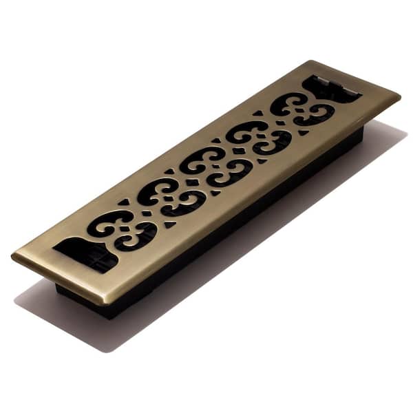 Brass Grille Vent Register for Floor Wall or Ceiling: IS 9.75 X 11.75; OS  12 X 14 (ZM-1912)