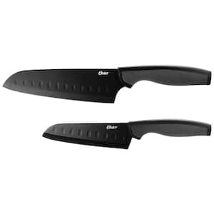 Slice Craft 2-Piece Stainless Steel Santoku Knife Set in Black