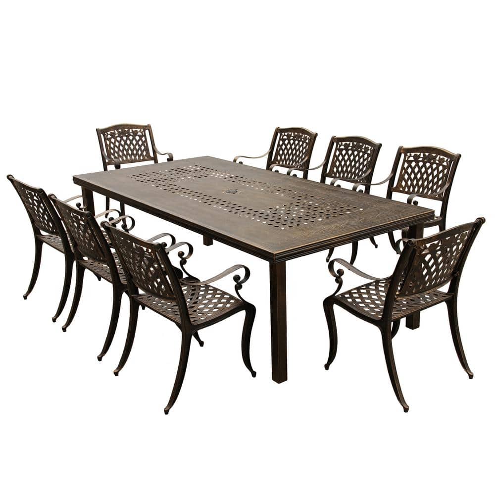 Oakland Living Bronze 9Piece Aluminum Rectangular Mesh Outdoor Dining