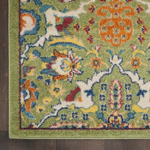 Green 6 ft. x 9 ft. Floral Power Loom Area Rug