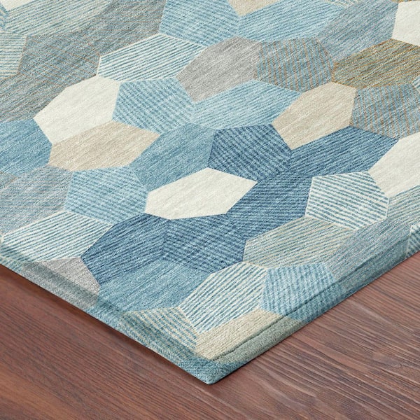 Chantille Machine Washable Indoor/Outdoor Abstract ACN2573 Teal 8 ft. x 10 ft. Area Rug