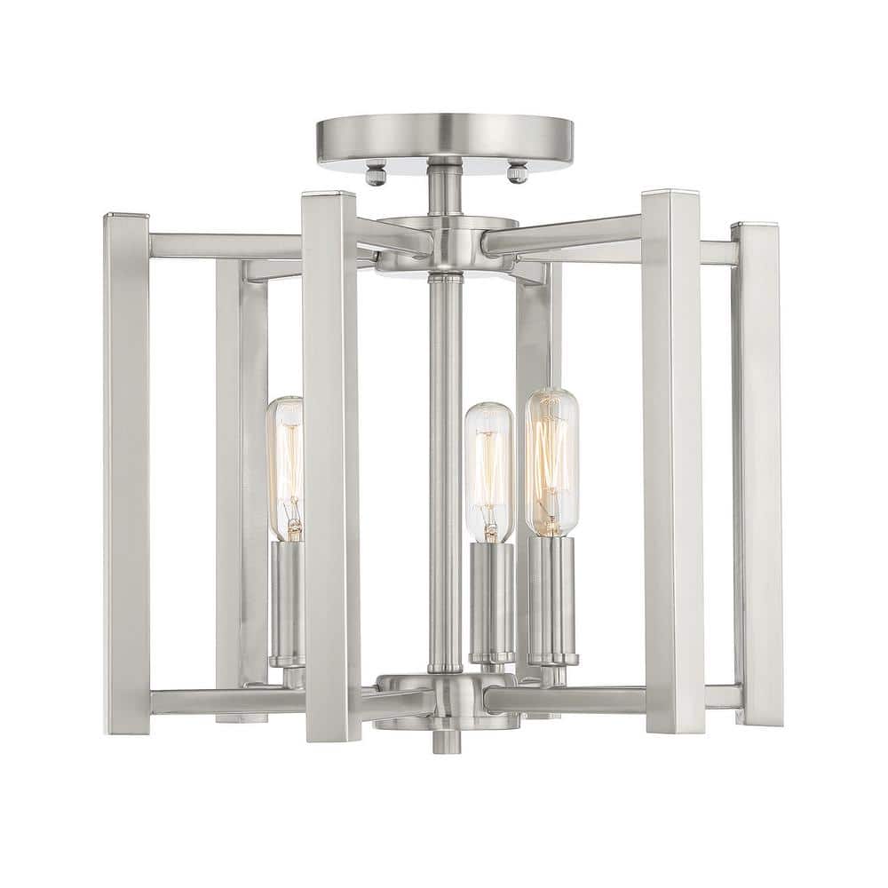 Benson 13 in. W x 12 in. H 3-Light Satin Nickel Semi-Flush Mount Ceiling Light price history on PriceWatchPro