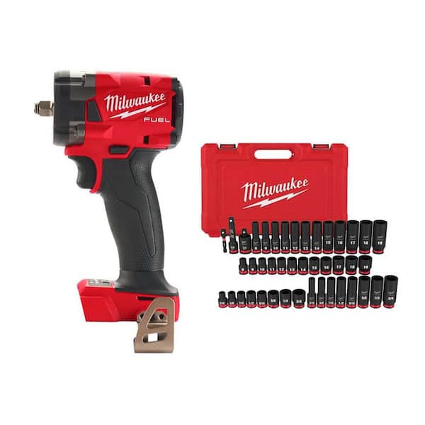 M18 FUEL GEN-3 18V 3/8 in. Compact Impact Wrench (Tool Only) with 3/8 in SHOCKWAVE 43-Pc Socket Set