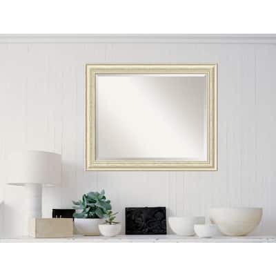 Medium Rectangle Rustic Whitewash Cream Casual Mirror (26.5 in. H x 32.5 in. W)