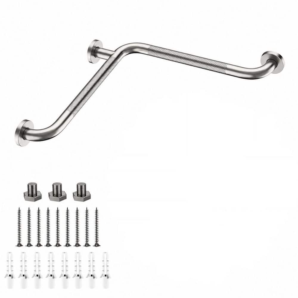 16 Inch L-Shaped Angled Shower Grab Bar with Knurled Anti-Slip Finish for Bathroom Safety, Satin Brushed Nickel price history on PriceWatchPro