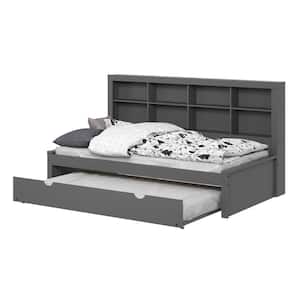 Grey Twin Daybed with Bookcase and Drawers