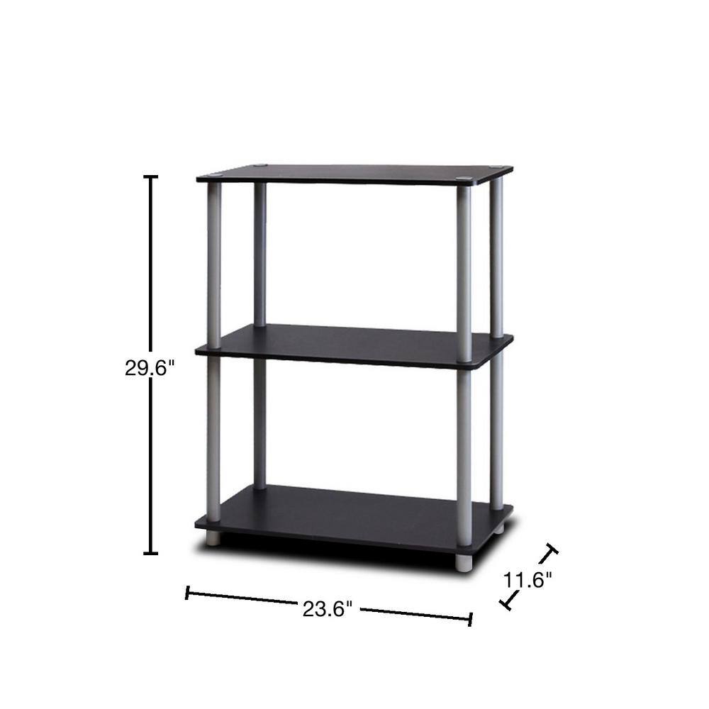 Black and Gray 3-Tier Wood Bookcase with PVC Tubes