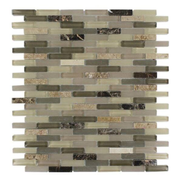 Ivy Hill Tile Cleveland Blanche Mini Brick 10 in. x 11 in. x 8 mm Mixed Materials Mosaic Floor and Wall Tile