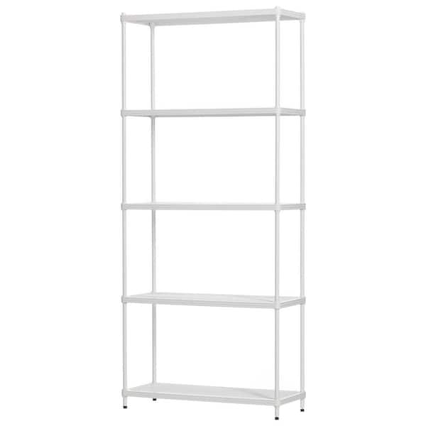 2.8 in W 70.9 in H 3.5 in D MeshWorks 5 Tier Metal Storage Shelving Unit Rack Bookshelf, White