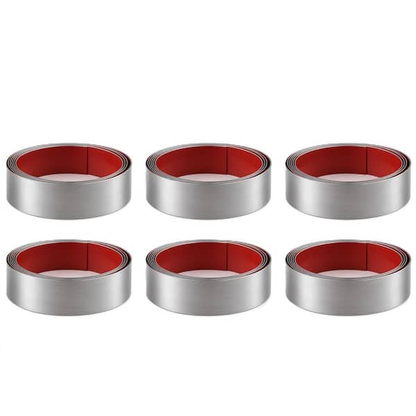 6-Pack 34 in. W x 8 in. D x 0.1 in. H in Silver Toe Kick Stainless Steel Kick Plates for Kitchen Cupboard, Self Adhesive