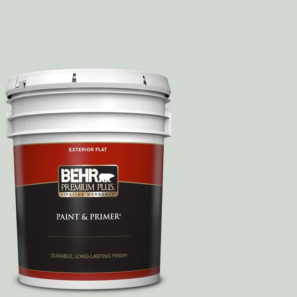 BEHR PREMIUM PLUS 5 gal. Home Decorators Collection #HDC-CT-23 Wind Fresh White Flat Exterior Paint & Primer