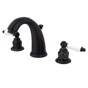 English Country 8 in. Widespread 2-Handle Bathroom Faucets with Plastic Pop-Up in Oil Rubbed Bronze