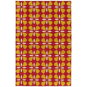 Peranakan Tile Collection Red 8 ft. x 11 ft. Geometric Indoor/Outdoor Area Rug