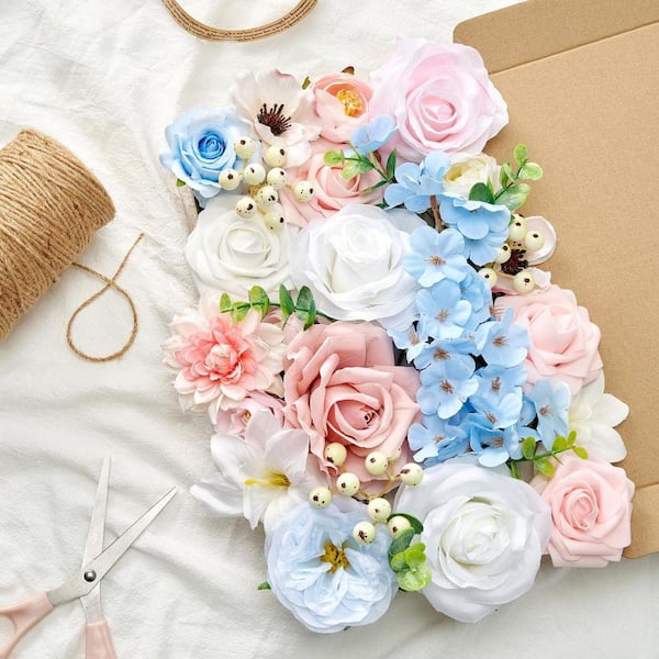 7.8 in. Blue Artificial Rose Flowers Combo Box HPCL6XGW - The Home
