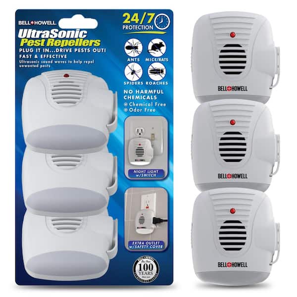 Ultra-Sonic Pest Repeller with AC Outlet and Night Light (3-Pack)