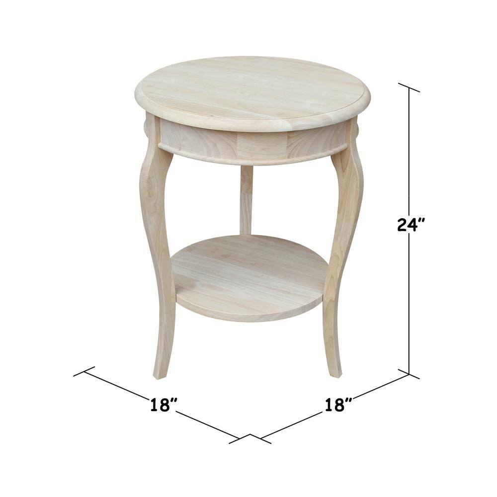 Cambria Classic Round Solid Parawood End Table in Unfinished Wood
