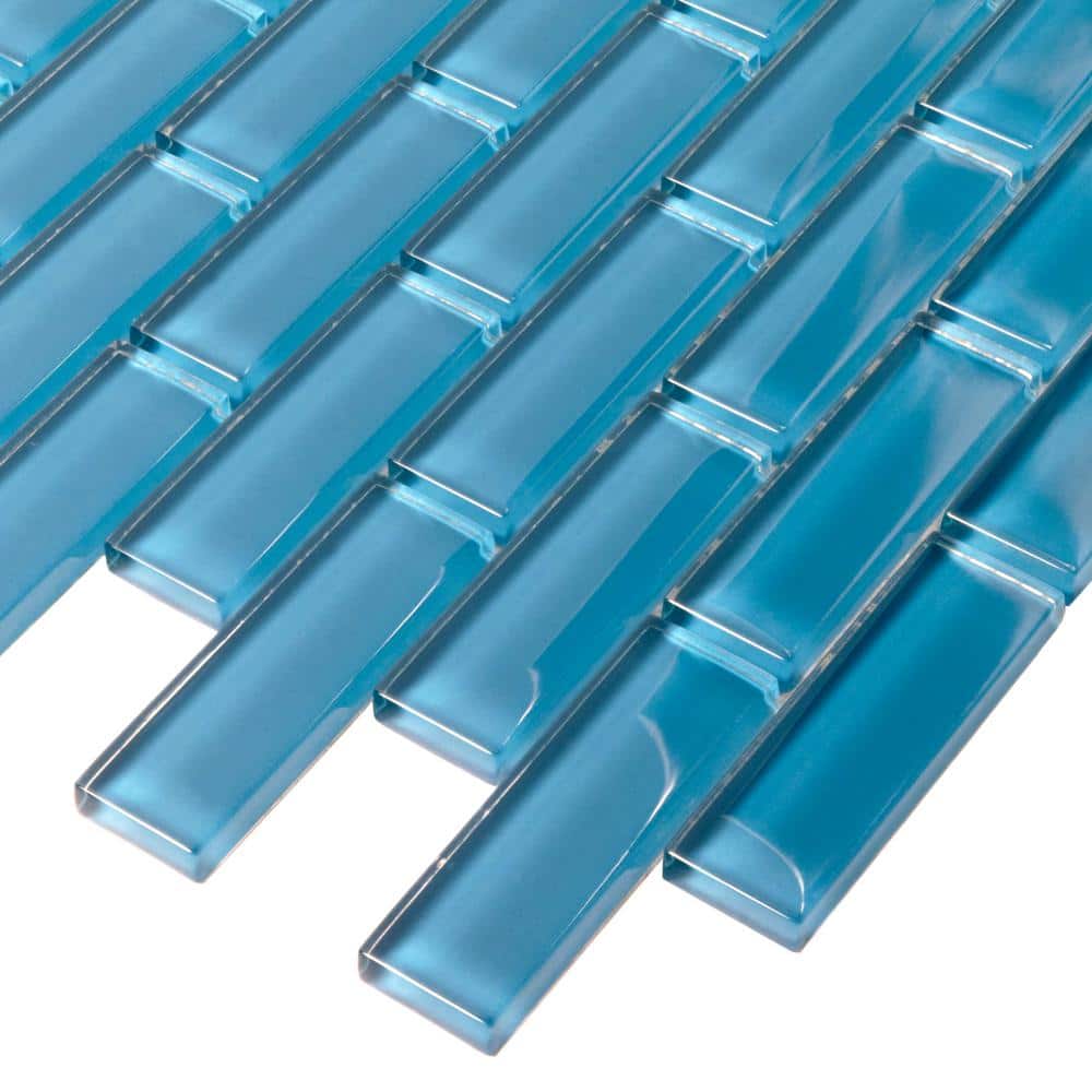 Cerulean Blue Glossy Glass Mosaic Wall Tile Pack